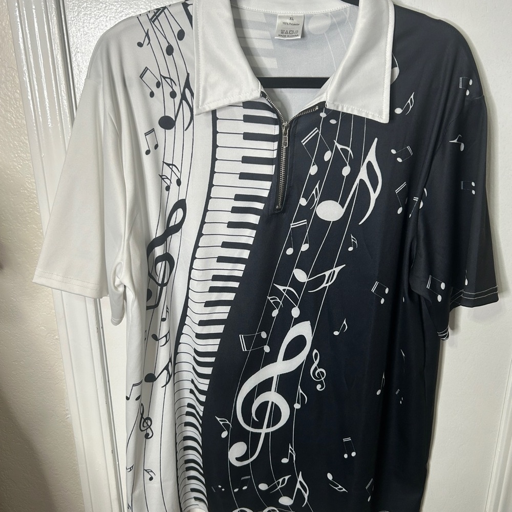Musical Note Black and White Men's Shirt